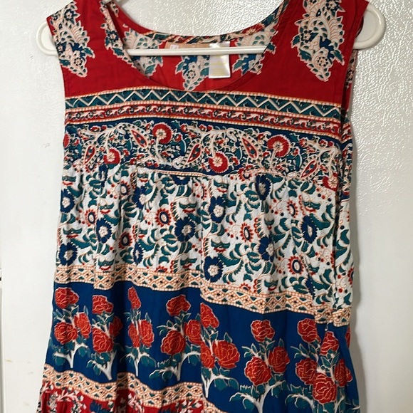 La Cera Petite Large 100% Cotton Floral Patterned Sleeveless Dress Pockets - Picture 2 of 9